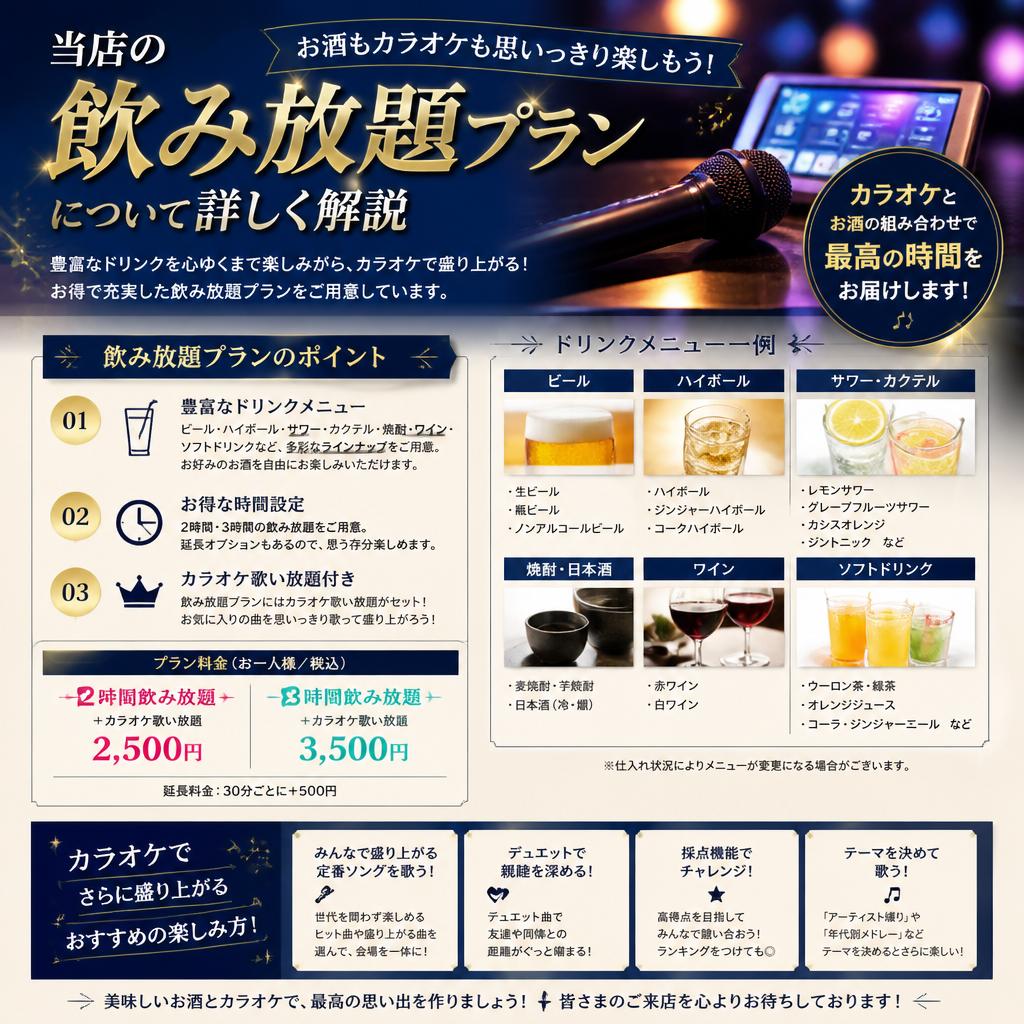 4. 飲み放題プランで楽しむカラオケ体験